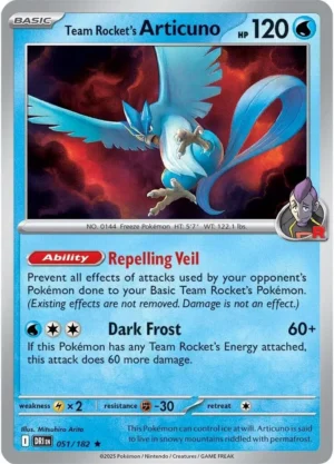 Pokémon TCG SV10: Destined Rivals 051/182 Team Rocket's Articuno Rare Ungraded
