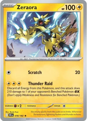 Pokémon TCG SV10: Destined Rivals 078/182 Zeraora Rare Ungraded