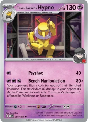 Pokémon TCG SV10: Destined Rivals 080/182 Team Rocket's Hypno Uncommon Ungraded