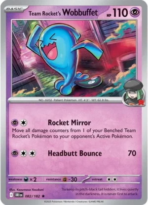 Pokémon TCG SV10: Destined Rivals 082/182 Team Rocket's Wobbuffet Rare Ungraded