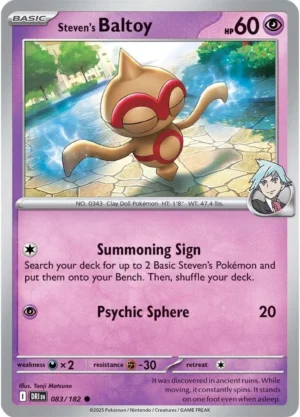 Pokémon TCG SV10: Destined Rivals 083/182 Steven's Baltoy Common Ungraded