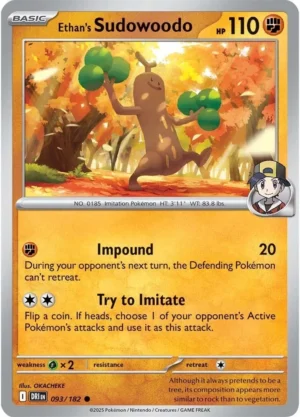 Pokémon TCG SV10: Destined Rivals 093/182 Ethan's Sudowoodo Common Ungraded