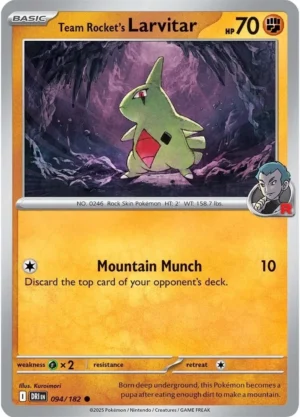Pokémon TCG SV10: Destined Rivals 094/182 Team Rocket's Larvitar Common Ungraded