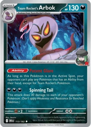 Pokémon TCG SV10: Destined Rivals 113/182 Team Rocket's Arbok Uncommon Ungraded