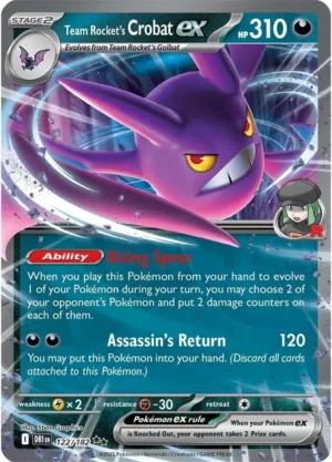 Pokémon TCG SV10: Destined Rivals 122/182 Team Rocket's Crobat ex Double Rare Ungraded