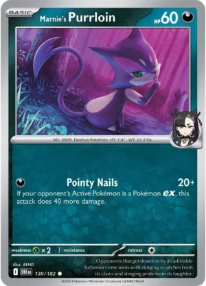 Pokémon TCG SV10: Destined Rivals 130/182 Marnie's Purrloin Common Ungraded