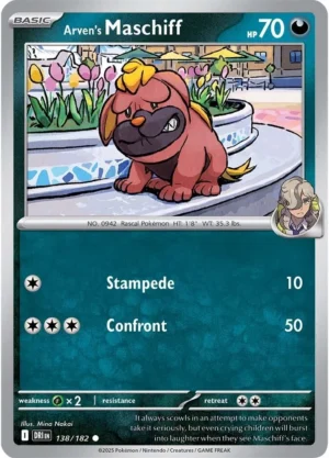 Pokémon TCG SV10: Destined Rivals 138/182 Arven's Maschiff Common Ungraded