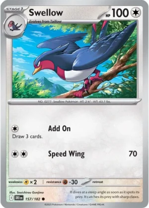 Pokémon TCG SV10: Destined Rivals 157/182 Swellow Common Ungraded