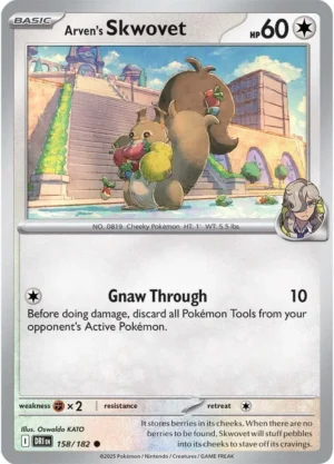 Pokémon TCG SV10: Destined Rivals 158/182 Arven's Skwovet Common Ungraded