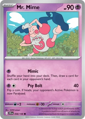 Pokémon TCG SV9: Journey Together 058/159 Mr. Mime Common Ungraded