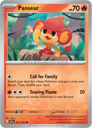Pokémon TCG SV7: Stellar Crown 021/142 Pansear Common Ungraded