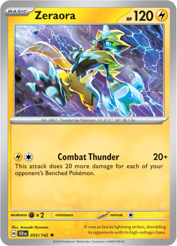 Pokémon TCG SV7: Stellar Crown 055/142 Zeraora Rare Ungraded