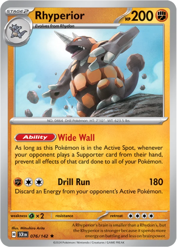 Pokémon TCG SV7: Stellar Crown 076/142 Rhyperior Rare Ungraded