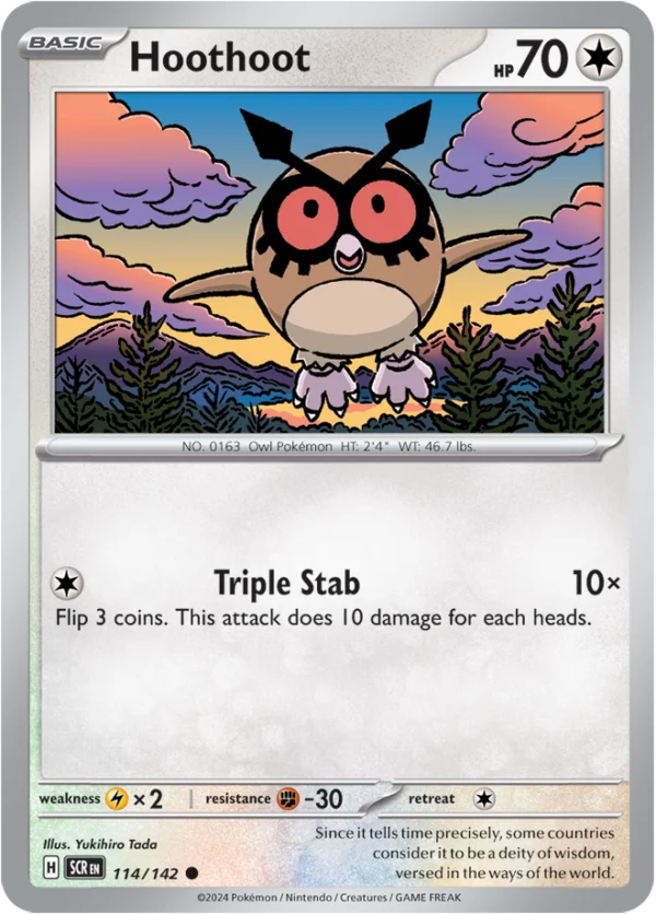 Pokémon TCG SV7: Stellar Crown 114/142 Hoothoot Common Ungraded