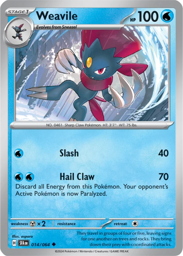 Pokémon TCG SV: Shrouded Fable 014/064 Weavile Uncommon Ungraded
