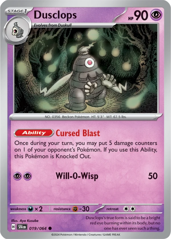 Pokémon TCG SV: Shrouded Fable 019/064 Dusclops Common Ungraded