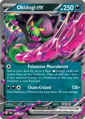 Pokémon TCG SV: Shrouded Fable 036/064 Okidogi ex Double Rare Ungraded