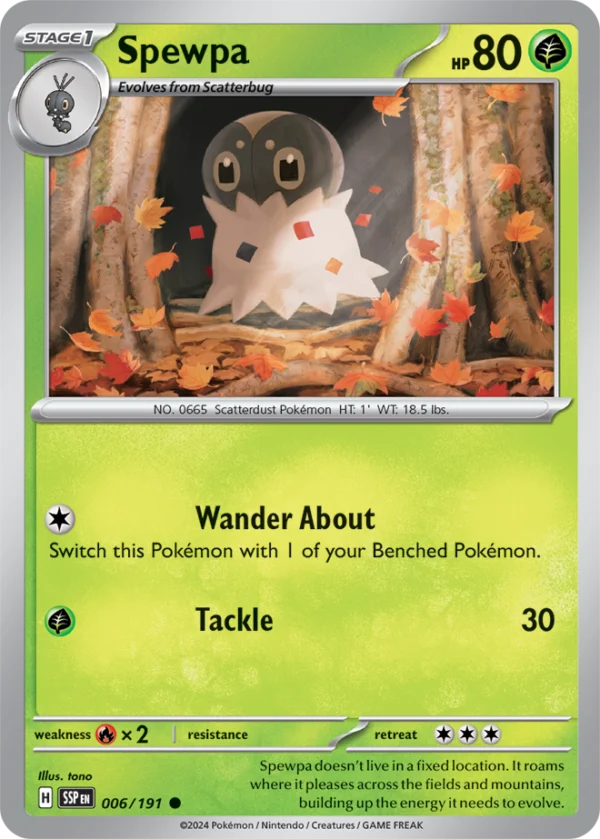 Pokémon TCG SV8: Surging Sparks 006/191 Spewpa Common Ungraded