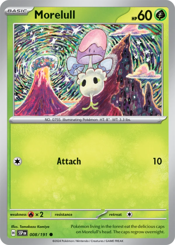 Pokémon TCG SV8: Surging Sparks 008/191 Morelull Common Ungraded