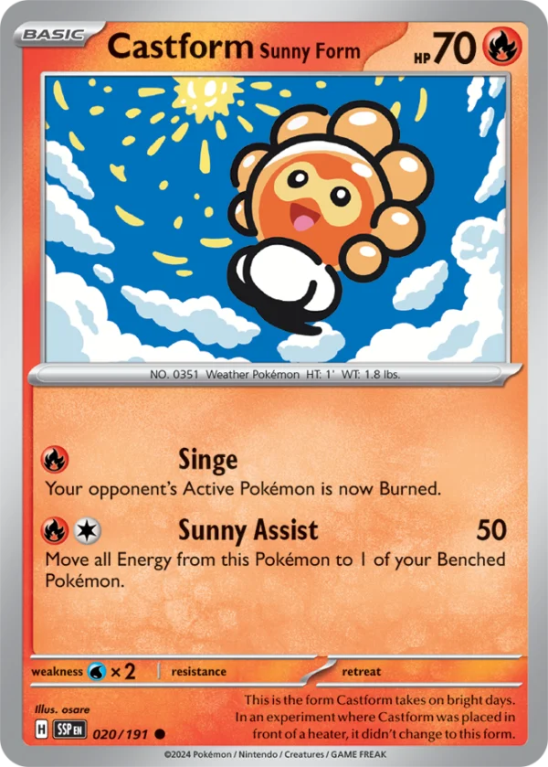 Pokémon TCG SV8: Surging Sparks 020/191 Castform Sunny Form Common Ungraded