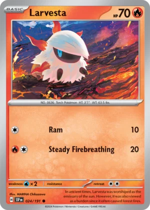 Pokémon TCG SV8: Surging Sparks 024/191 Larvesta Common Ungraded