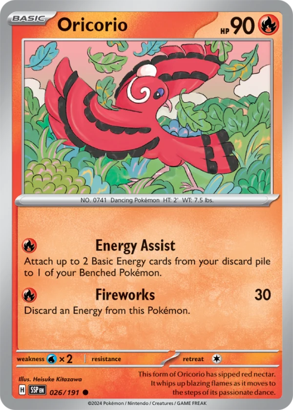 Pokémon TCG SV8: Surging Sparks 026/191 Oricorio Common Ungraded