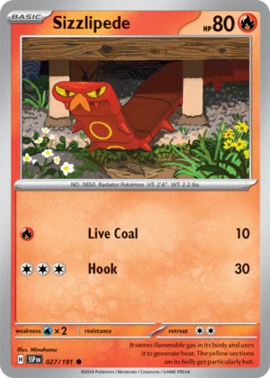 Pokémon TCG SV8: Surging Sparks 027/191 Sizzlipede Common Ungraded
