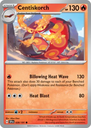 Pokémon TCG SV8: Surging Sparks 028/191 Centiskorch Common Ungraded