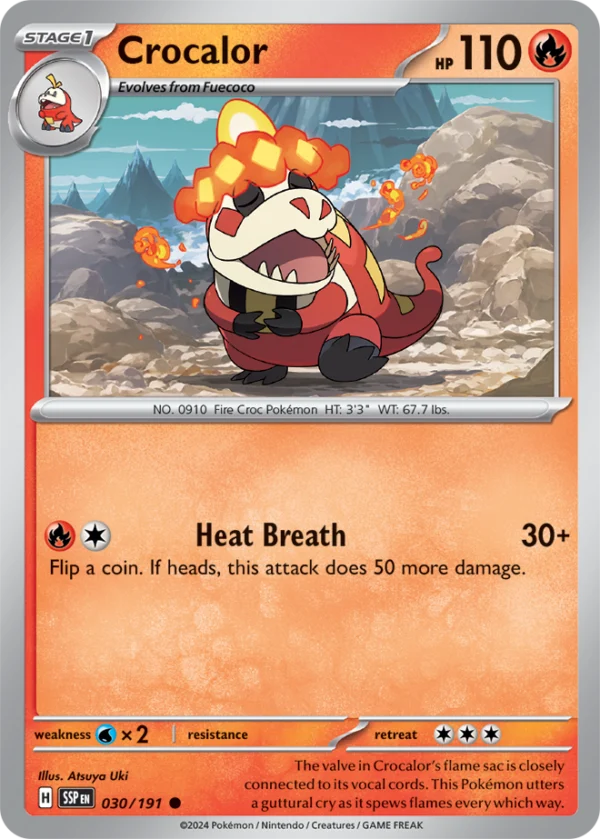 Pokémon TCG SV8: Surging Sparks 030/191 Crocalor Common Ungraded