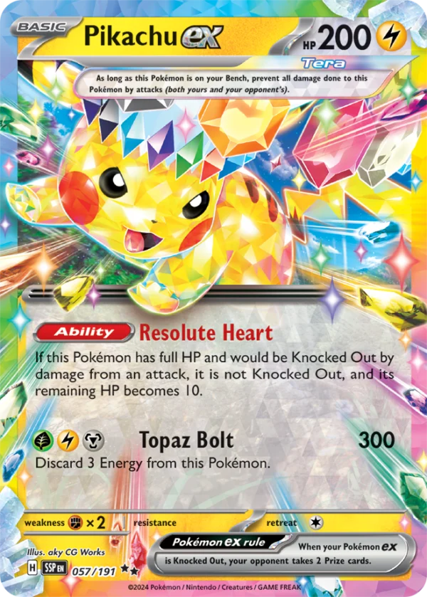 Pokémon TCG SV8: Surging Sparks 057/191 Pikachu ex Double Rare Ungraded