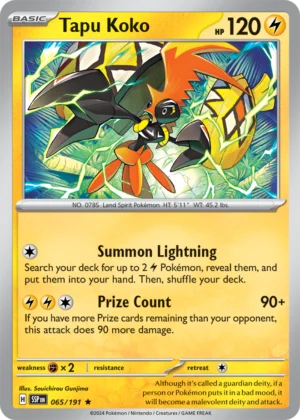 Pokémon TCG SV8: Surging Sparks 065/191 Tapu Koko Rare Ungraded
