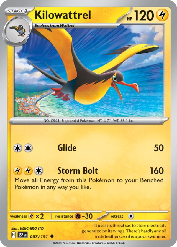 Pokémon TCG SV8: Surging Sparks 067/191 Kilowattrel Uncommon Ungraded