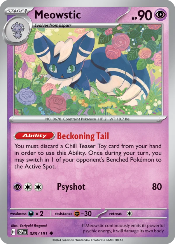Pokémon TCG SV8: Surging Sparks 085/191 Meowstic Uncommon Ungraded