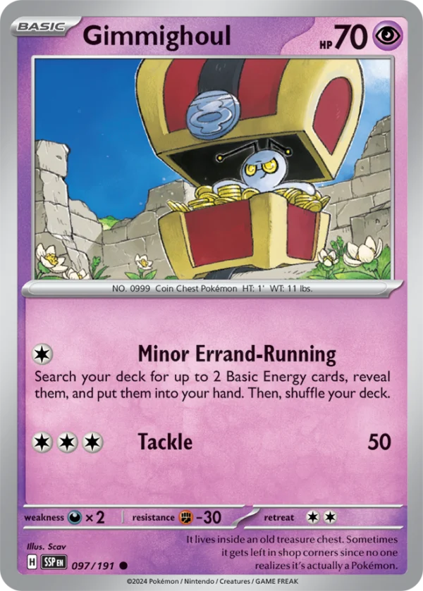 Pokémon TCG SV8: Surging Sparks 097/191 Gimmighoul Common Ungraded