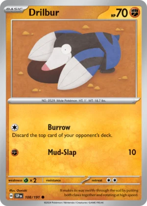 Pokémon TCG SV8: Surging Sparks 108/191 Drilbur Common Ungraded
