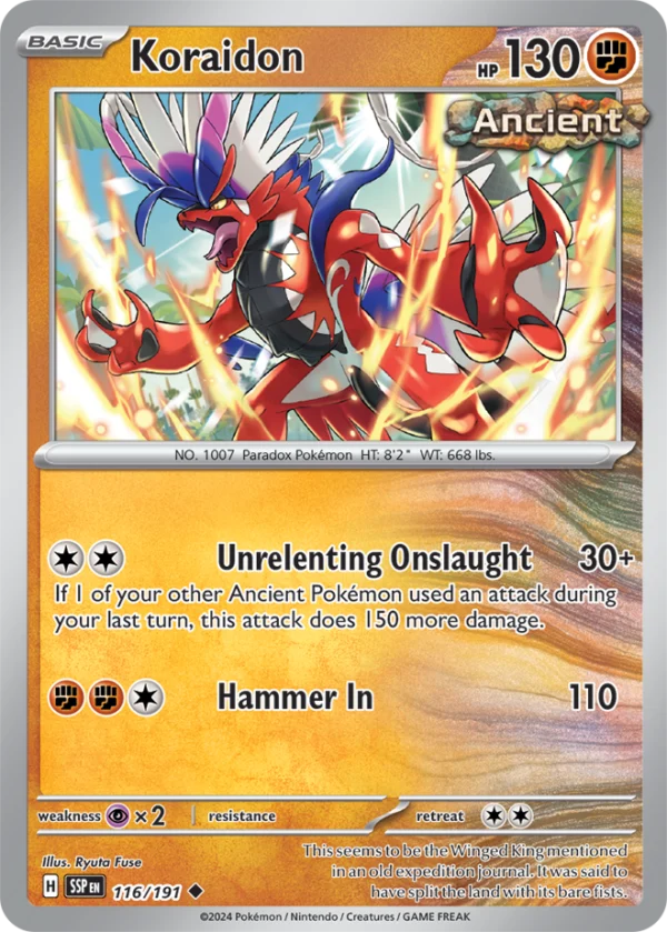 Pokémon TCG SV8: Surging Sparks 116/191 Koraidon Uncommon Ungraded