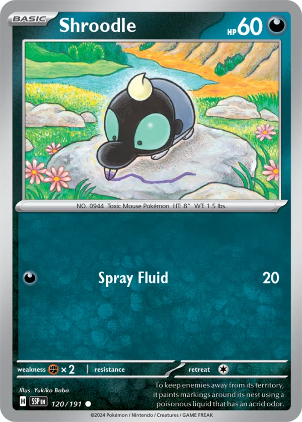 Pokémon TCG SV8: Surging Sparks 120/191 Shroodle Common Ungraded