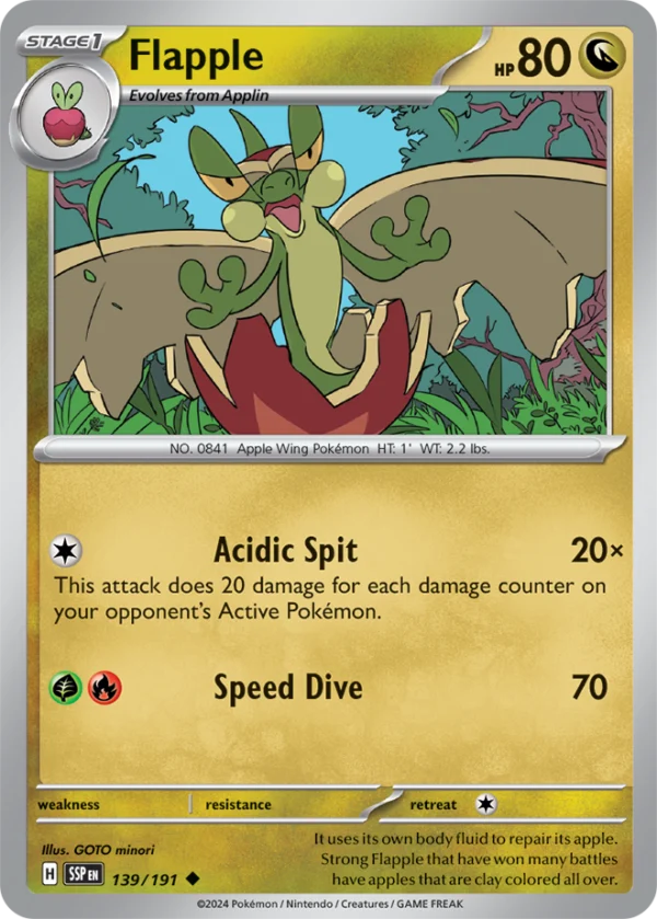 Pokémon TCG SV8: Surging Sparks 139/191 Flapple Uncommon Ungraded