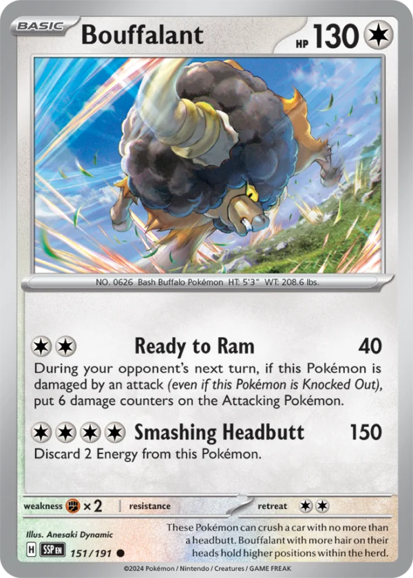 Pokémon TCG SV8: Surging Sparks 151/191 Bouffalant Common Ungraded