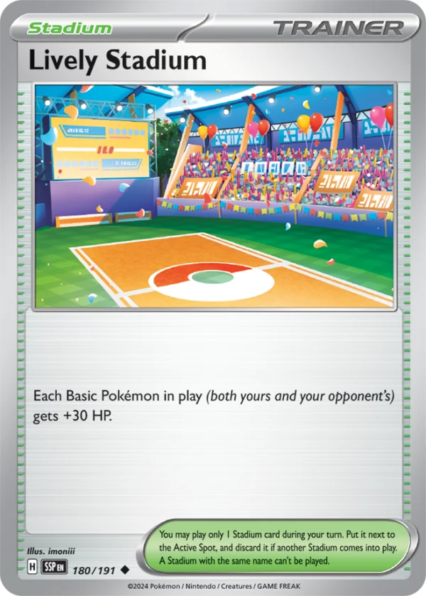 Pokémon TCG SV8: Surging Sparks 180/191 Lively Stadium Uncommon Ungraded