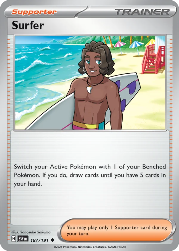 Pokémon TCG SV8: Surging Sparks 187/191 Surfer Uncommon Ungraded