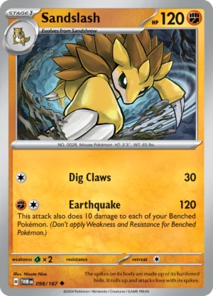 Pokémon TCG SV6: Twilight Masquerade 098/167 Sandslash Uncommon Ungraded