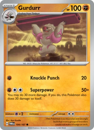 Pokémon TCG SV6: Twilight Masquerade 104/167 Gurdurr Common Ungraded