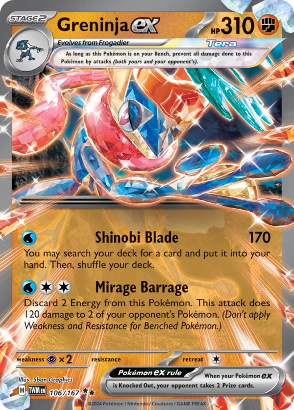 Pokémon TCG SV6: Twilight Masquerade 106/167 Greninja ex Double Rare Ungraded