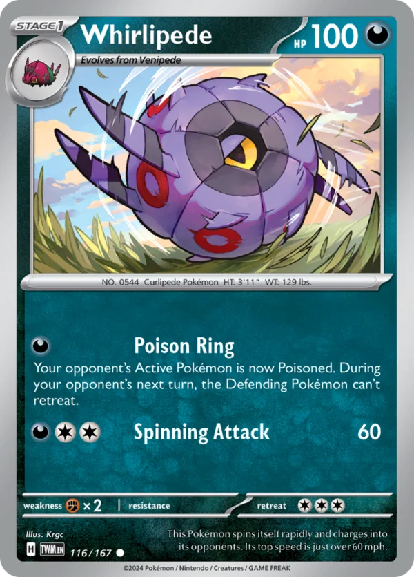 Pokémon TCG SV6: Twilight Masquerade 116/167 Whirlipede Common Ungraded