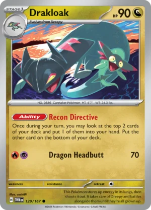 Pokémon TCG SV6: Twilight Masquerade 129/167 Drakloak Common Ungraded