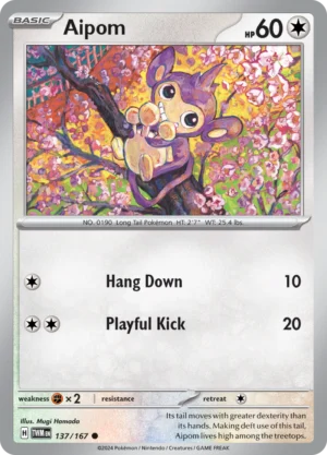 Pokémon TCG SV6: Twilight Masquerade 137/167 Aipom Common Ungraded
