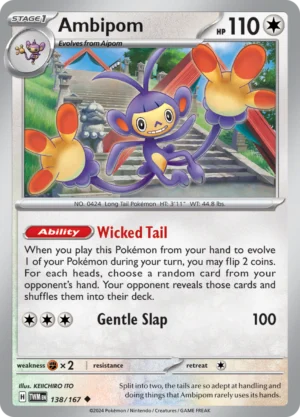 Pokémon TCG SV6: Twilight Masquerade 138/167 Ambipom Uncommon Ungraded
