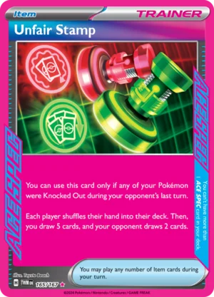 Pokémon TCG SV6: Twilight Masquerade 165/167 Unfair Stamp Ace Spec Ungraded