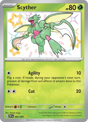 Pokémon TCG SV: Paldean Fates 095/091 Scyther Shiny Rare Ungraded
